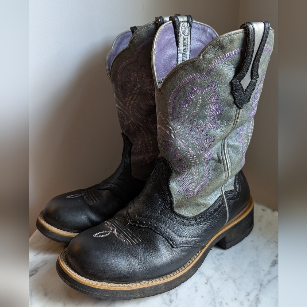 Ariat FatBaby Black and Purple Women's Round Toe Cowboy Boots